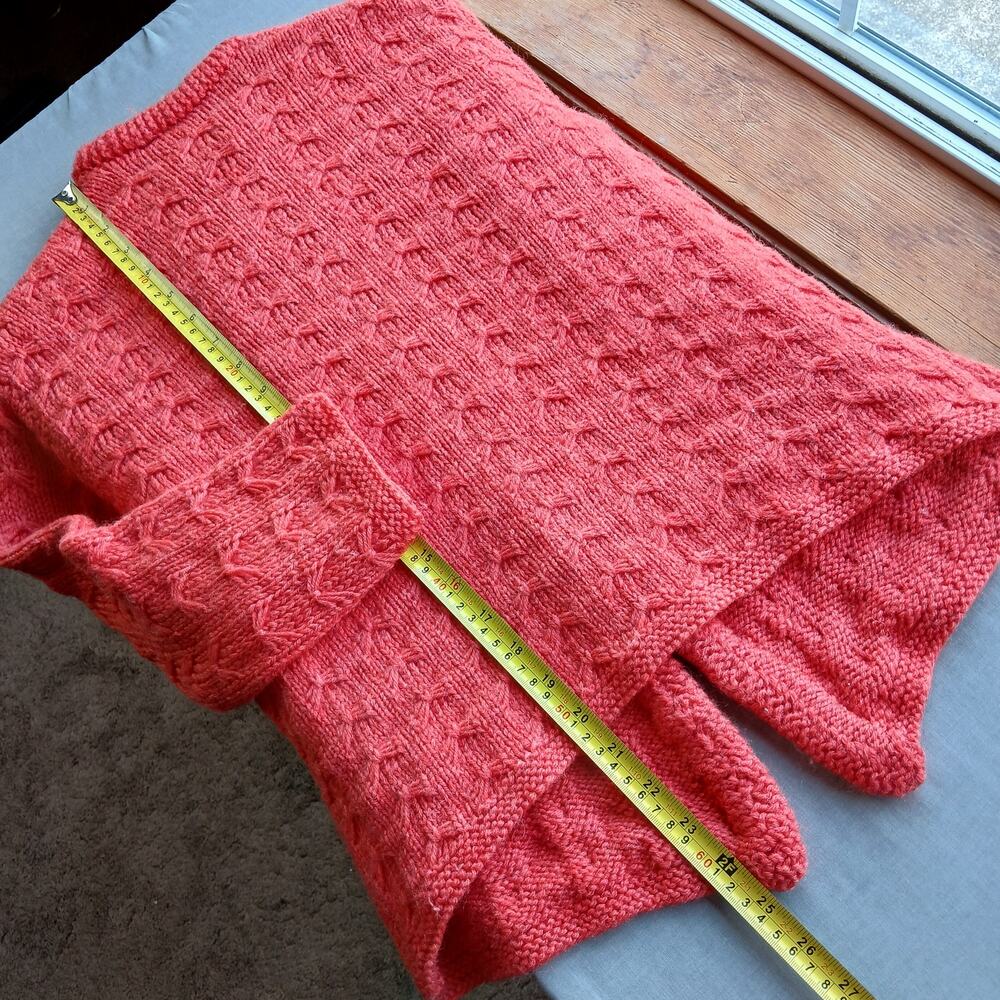 Coral Handmade Vintage Open Front Wool Cardigan Medium chunky knit long sleeve - Picture 12 of 13